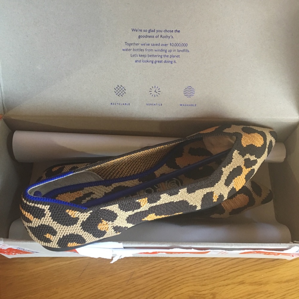 Big cat points from Rothy’s, size 7.5.